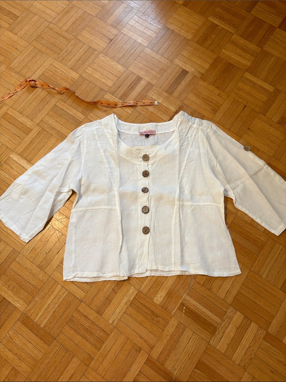 Lin Pour Lautre Women's Cream Button-Front Linen Top